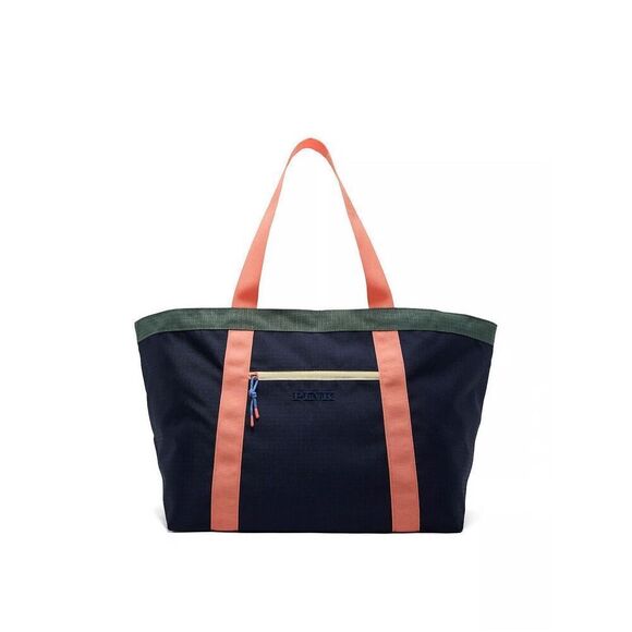NWT Victoria’s Secret PINK Weekender Canvas Travel Beach Navy Coral Tote Bag - Picture 2 of 4